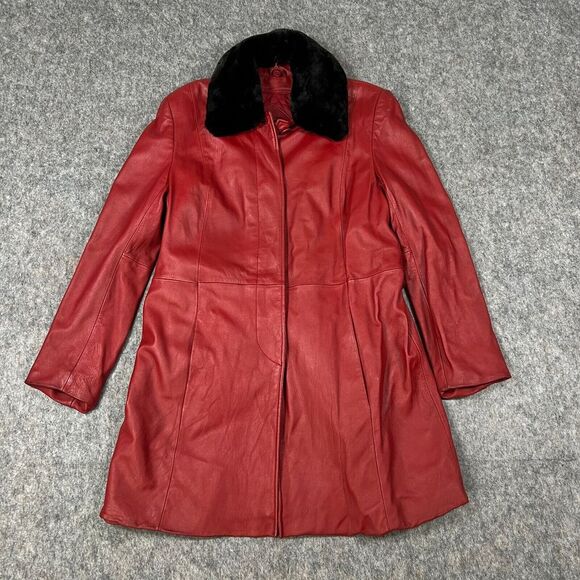 Valerie Stevens Jackets & Blazers - Valerie Stevens Women's Lamb Leather Jacket Large Red Removable Collar and Liner